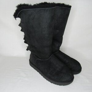 Ugg Bailey Bow II Tall Black Suede Leather Boot Women's 9